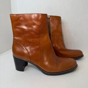 Liz Claiborne Flex Manon Leather Ankle Zip Boots Brown Women's Size 7.5